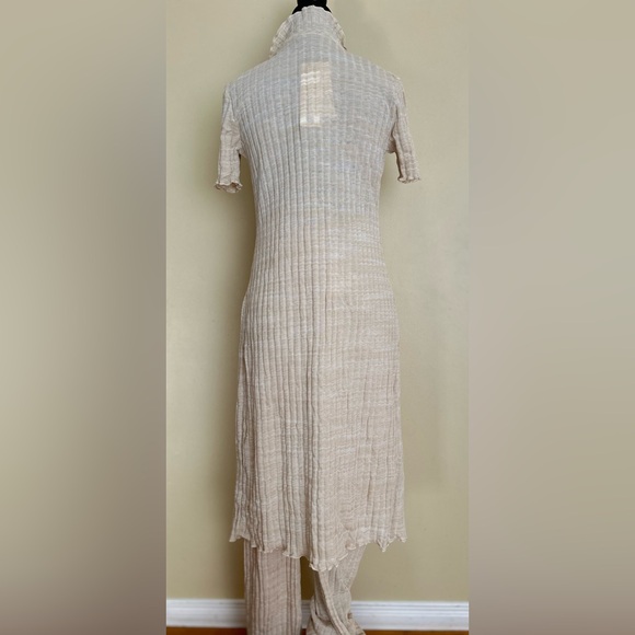 New Zara Elegant Cream Women's Longline Cardigan and Pants Set - Picture 5 of 10